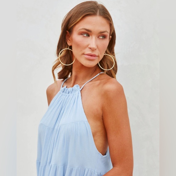 NWT Vici Thea Blue Halter Tiered Mini Dress |Size Medium - Picture 3 of 3